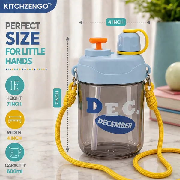 KITCHZENGO™_Kids_Water_Bottle_600ml_with_Straw_&_Hanging_Strap_|_Leakproof_BPA_Free_Sipper_Bottle_for_School_|_One_Click_Open_Lid_|_Premium_Blue_&_Yellow_Kids_Bottle