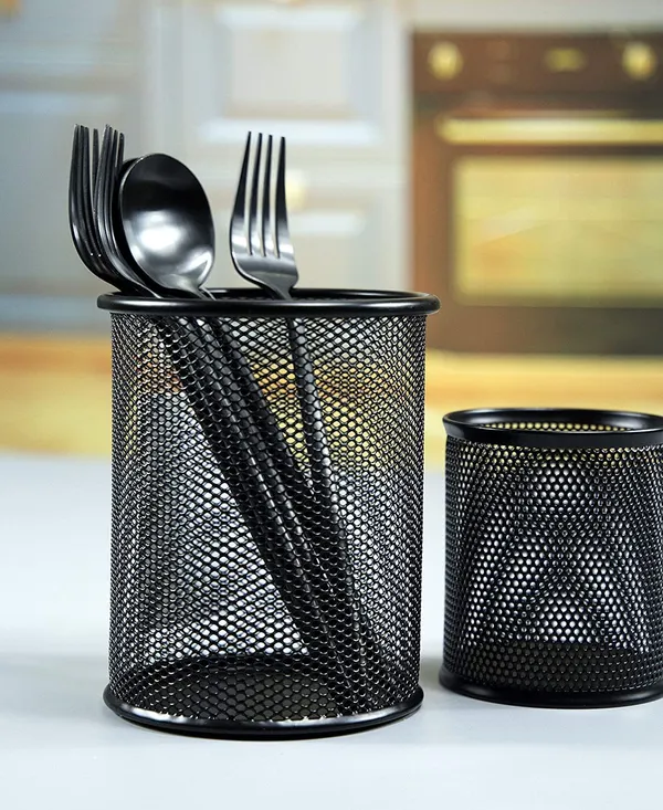KITCHZENGO™_Metal_Mesh_Pen_Stand_/_Pencil_Holder_(Pack_of_1)_–_Multipurpose_Desk_Organizer_for_Office_&_Home