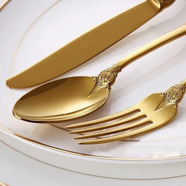 Kitchzengo™_4_PCS_Luxury_Gold_Cutlery_Set_–_Stainless_Steel_Spoon,_Fork,_Knife_&_Teaspoon_|_Premium_Engraved_Dinnerware_Set