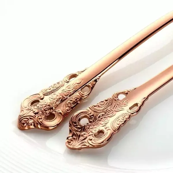 Kitchzengo™_4_PCS_Luxury_Rose_Gold_Cutlery_Set_–_Stainless_Steel_Spoon,_Fork,_Knife_&_Teaspoon_|_Elegant_Engraved_Dinner_Set