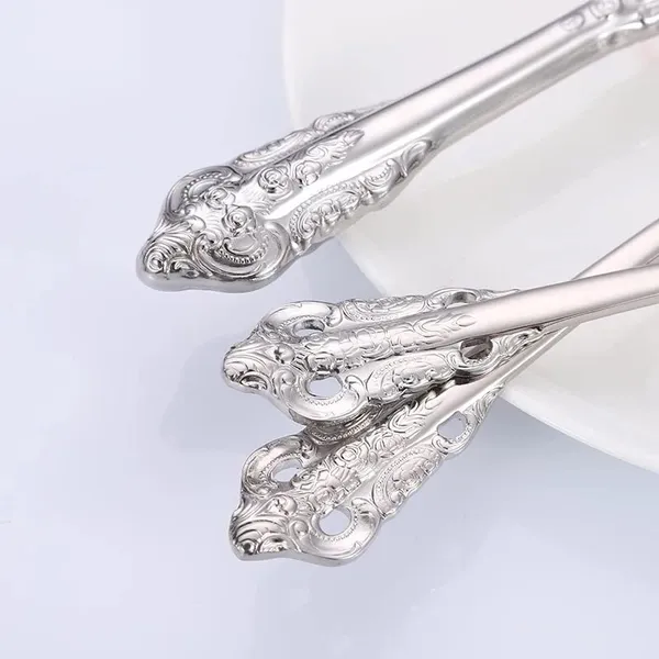 Kitchzengo™_4_PCS_Luxury_Silver_Cutlery_Set_–_Stainless_Steel_Spoon,_Fork,_Knife_&_Teaspoon_|_Royal_Engraved_Dinner_Set_with_Mirror_Finish