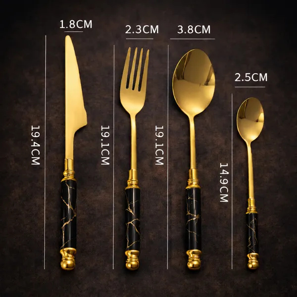 Kitchzengo™_Luxury_Black_Marble_Handle_Gold_Cutlery_Set_with_Stand_–_24_Pcs_Stainless_Steel_Spoon_Fork_Knife_Set,_Premium_Dining_Tableware_for_Home,_Hotel_&_Gift