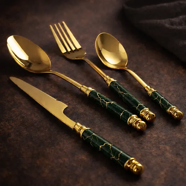 Kitchzengo™_Luxury_Green_Marble_Handle_Gold_Cutlery_Set_with_Stand_–_24_Pcs_Stainless_Steel_Spoon_Fork_Knife_Set,_Premium_Dining_Tableware_for_Home,_Hotel_&_Gift