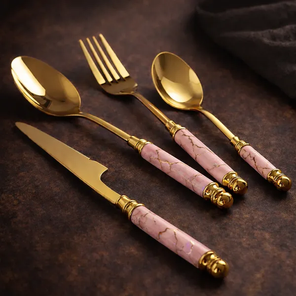 Kitchzengo™_Luxury_Pink_Marble_Handle_Gold_Cutlery_Set_with_Stand_–_24_Pcs_Stainless_Steel_Spoon_Fork_Knife_Set,_Elegant_Dining_Tableware_for_Home,_Kitchen_&_Gift