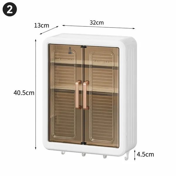Wall_Mounted_Bathroom_Storage_Cabinet_with_Double_Door,_Dustproof_Organizer_Rack_with_Hooks,_Multipurpose_Plastic_Storage_Box_for_Bathroom_Kitchen_Bedroom_(White_&_Transparent)