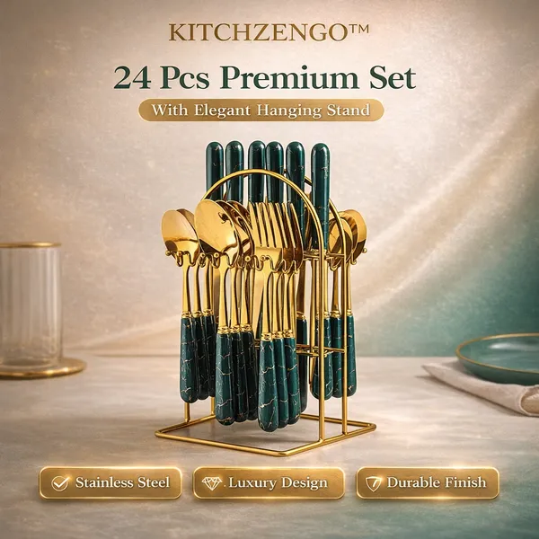 Green_And_Gold_24_Pieces_Gold_Plated_Cutlery_Set_with_Stand__304_Stainless_Steel_Spoon_Fork_Knife_Set__Luxury_Dining_And_Tableware_for_Home_And_Gifting
