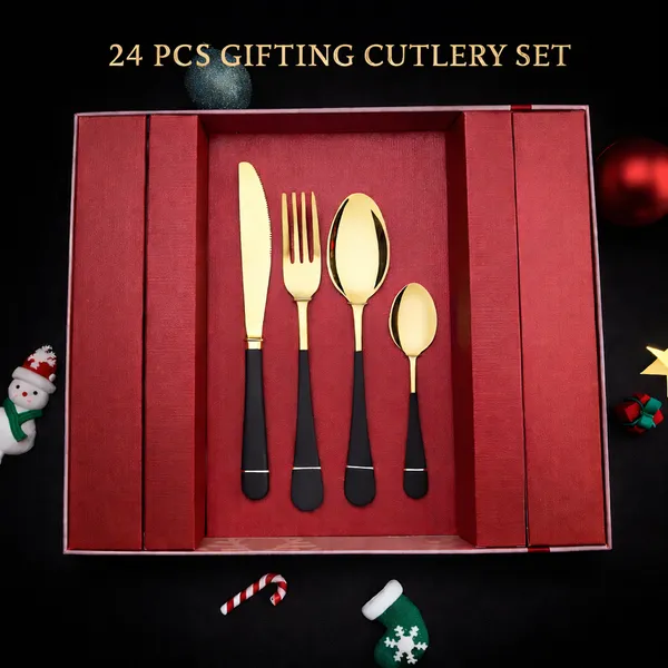 KITCHZENGO™_24_Pcs_Black_Gold_Cutlery_Set_Stainless_Steel_|_Luxury_Spoon_Fork_Knife_Set_|_Premium_Dining_&_Gifting_Set