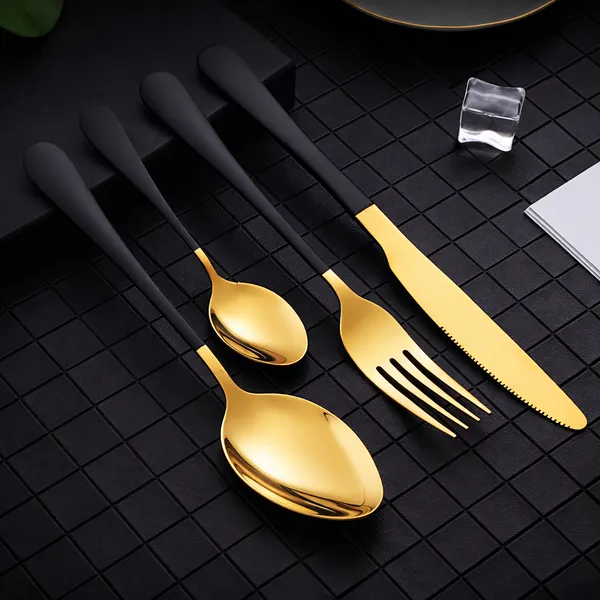 KITCHZENGO™_24_Pcs_Black_Gold_Cutlery_Set_Stainless_Steel_|_Luxury_Spoon_Fork_Knife_Set_|_Premium_Dining_&_Gifting_Set