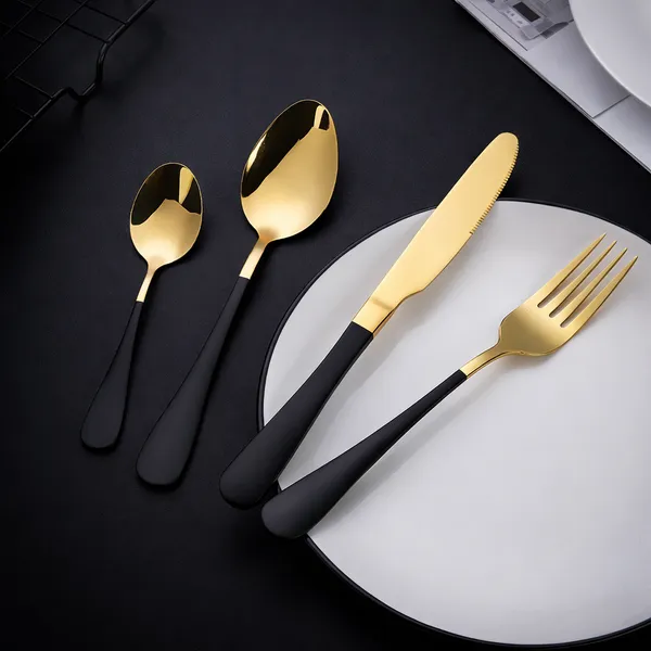 KITCHZENGO™_24_Pcs_Black_Gold_Cutlery_Set_Stainless_Steel_|_Luxury_Spoon_Fork_Knife_Set_|_Premium_Dining_&_Gifting_Set