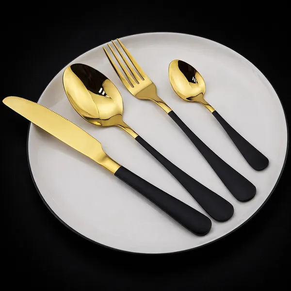 KITCHZENGO™_24_Pcs_Black_Gold_Cutlery_Set_Stainless_Steel_|_Luxury_Spoon_Fork_Knife_Set_|_Premium_Dining_&_Gifting_Set