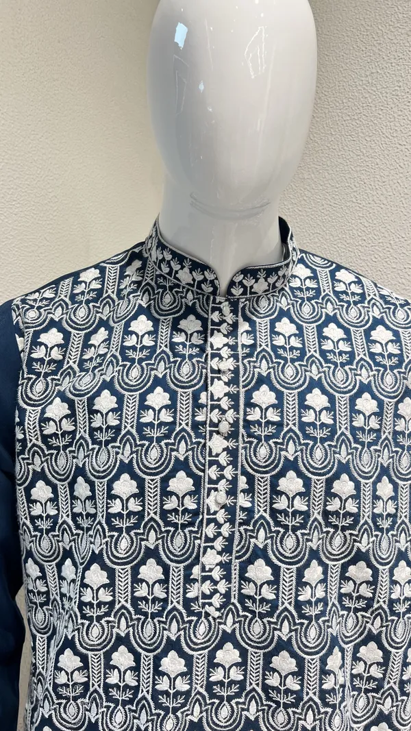 Men's_Navy_Blue_Wedding,_Festive_Ready_to_Wear_Kurta_Pant_and_Dupatta_Set_with_Heavy_Embroidery
