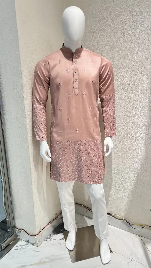 Dusty_Pink_Festive_Wear_Kurta_for_Men_-_Mirror_Work_Design_with_Heavy_Embroidered_Sleeves