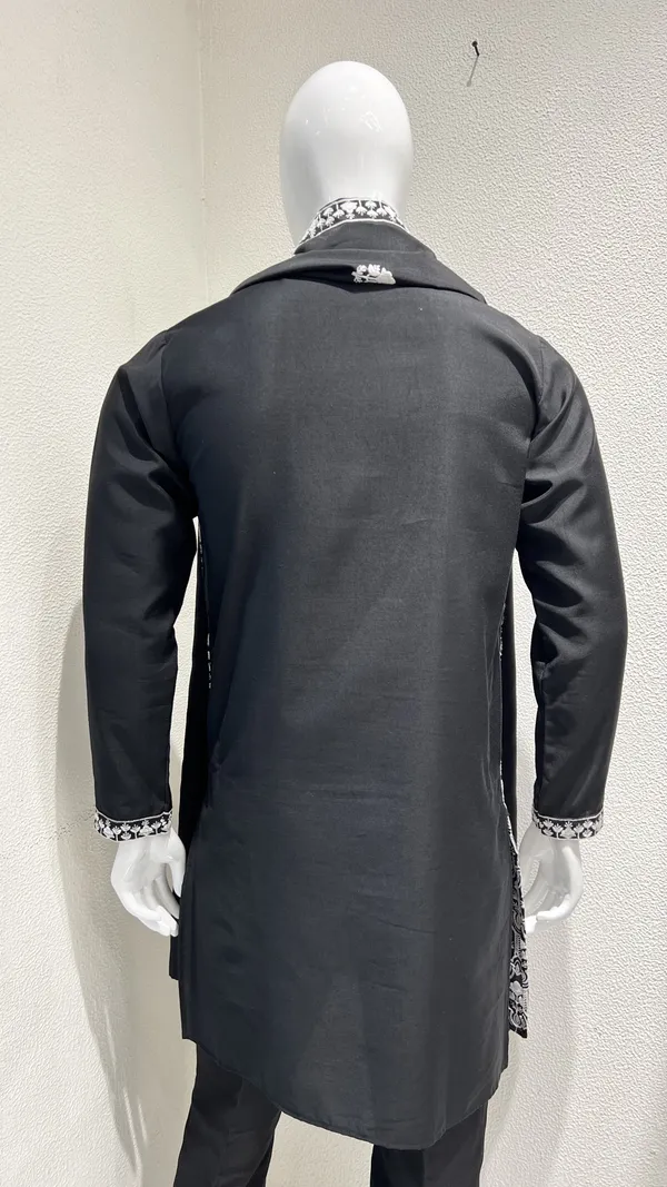 Men's_Black_Wedding/Festive_Ready_to_Wear_Kurta_Pant_and_Dupatta_Set_with_Heavy_Embroidery