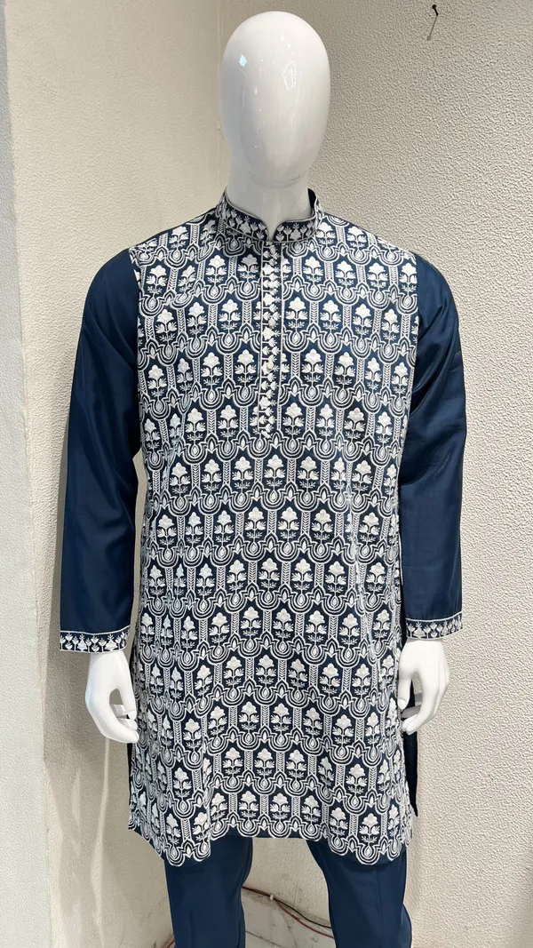 Men's_Navy_Blue_Wedding,_Festive_Ready_to_Wear_Kurta_Pant_and_Dupatta_Set_with_Heavy_Embroidery