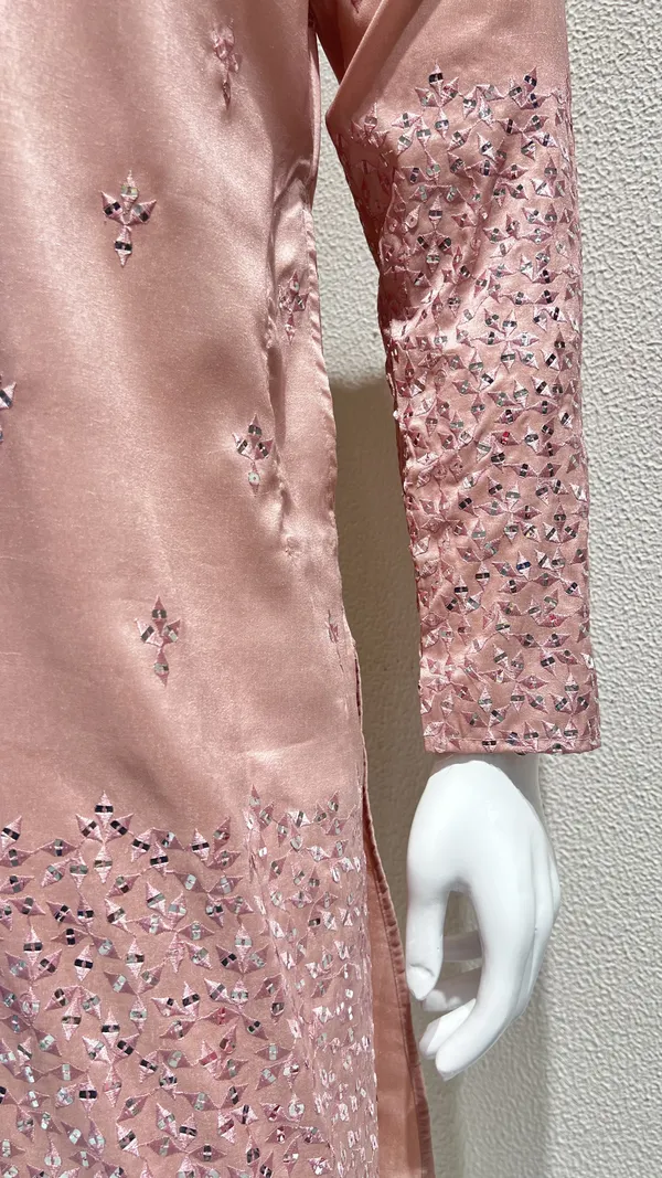 Dusty_Pink_Festive_Wear_Kurta_for_Men_-_Mirror_Work_Design_with_Heavy_Embroidered_Sleeves