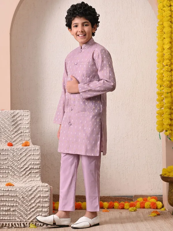 Indi-Loom_Couture_Boys_Lavender_Chanderi_Booti_Kurta_With_Trouser_Set
