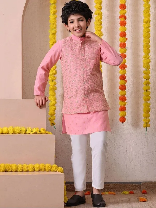 Indi-Loom_Couture_Boys_Pink_Kurta_With_Embroidered_Jacket_&_Pyjama_Set