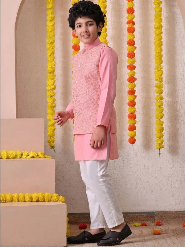 Indi-Loom_Couture_Boys_Pink_Kurta_With_Embroidered_Jacket_&_Pyjama_Set