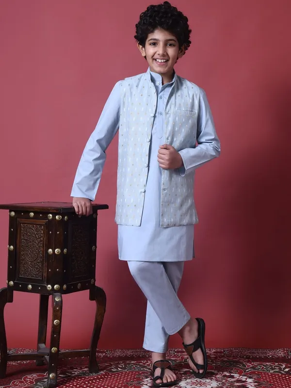 Indi-Loom_Couture_Boys_Light_Blue_Kurta_With_Chanderi_Booti_Jacket_&_Pyjama_Set