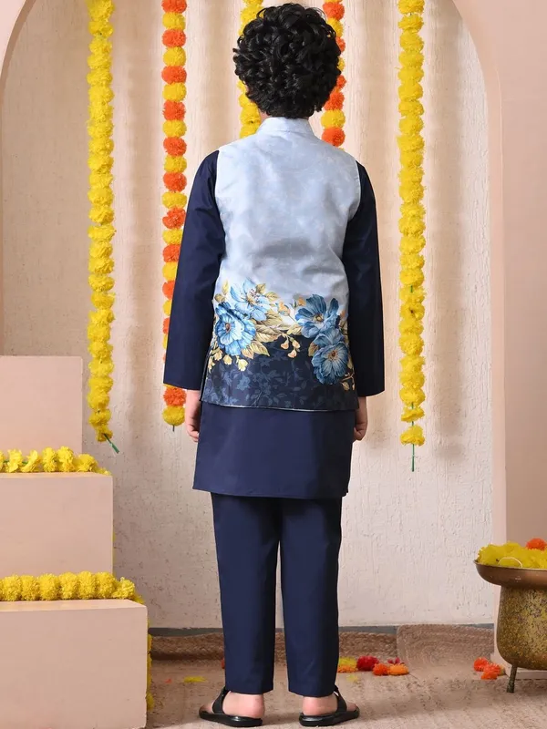 Indi-Loom_Couture_Boys_Navy_Blue_Kurta_With_Floral_Printed_Jacket_&_Pyjama_Set