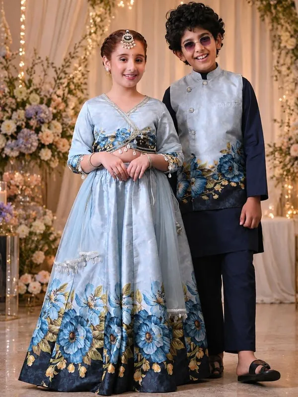 Indi-Loom_Couture_Boys_Navy_Blue_Kurta_With_Floral_Printed_Jacket_&_Pyjama_Set