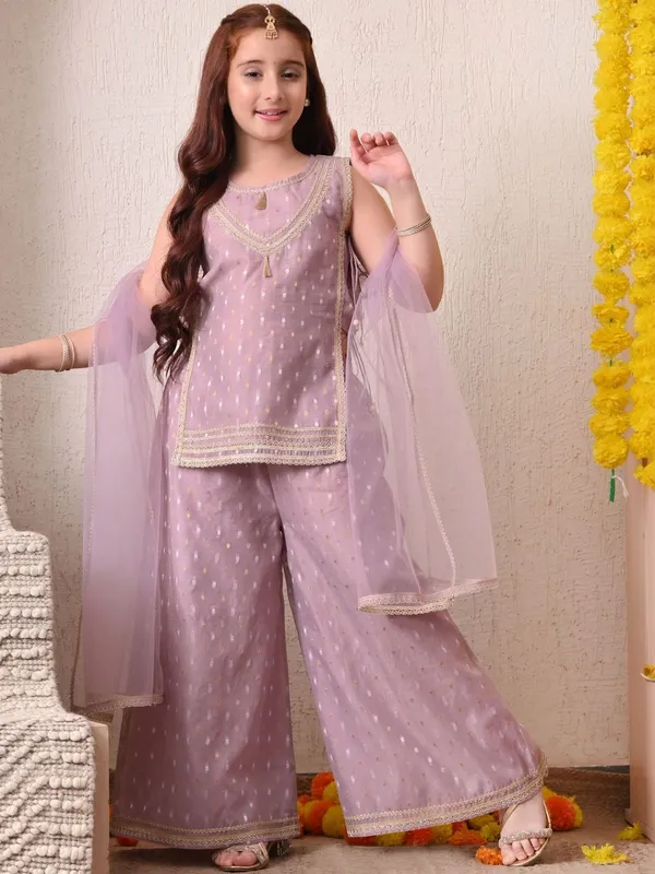 Girls_Lavender_Ethnic_Kurta_Palazzo_Set_With_Dupatta