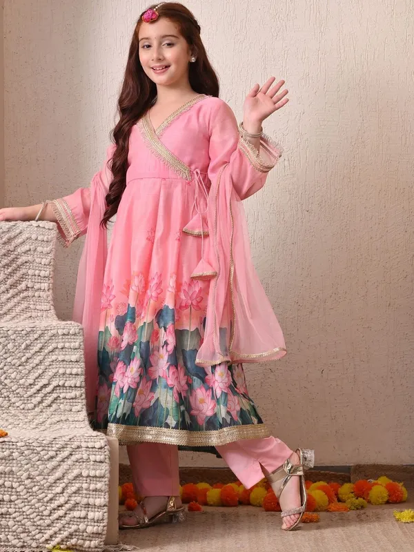 Girls_Pink_Floral_Printed_Ethnic_Kurta_Pant_Set_With_Dupatta