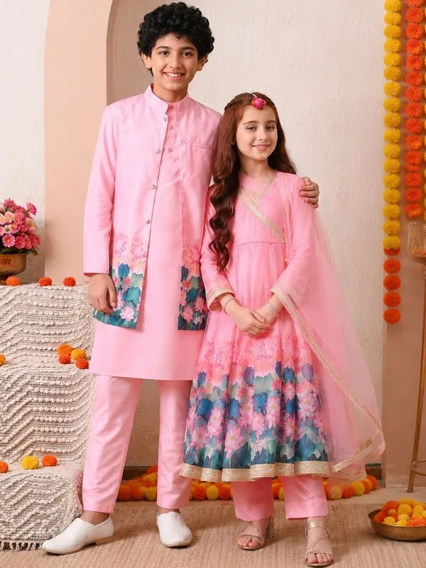 Girls_Pink_Floral_Printed_Ethnic_Kurta_Pant_Set_With_Dupatta