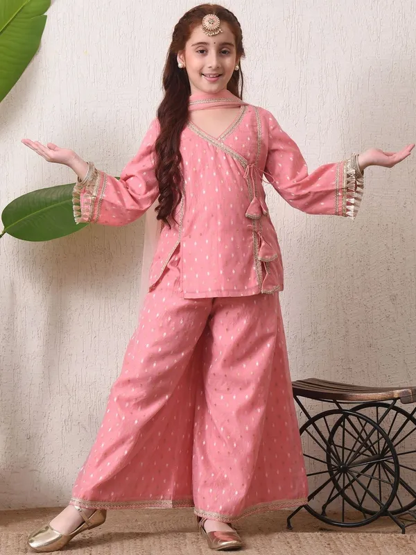 Girls_Pink_Festive_Kurta_&_Palazzo_Set_With_Dupatta