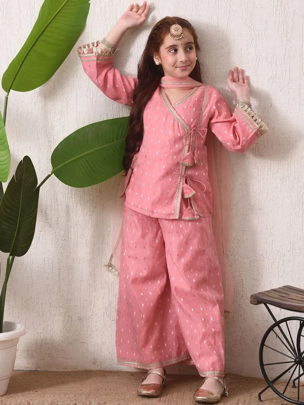 Girls_Pink_Festive_Kurta_&_Palazzo_Set_With_Dupatta