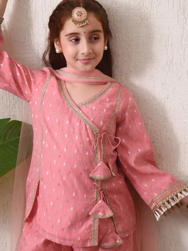 Girls_Pink_Festive_Kurta_&_Palazzo_Set_With_Dupatta