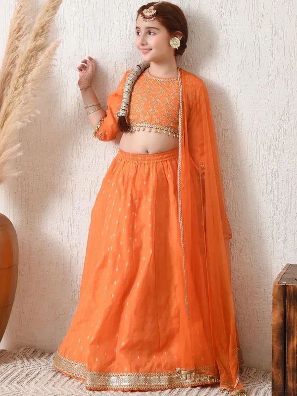 Indi-Loom_Couture_Girls_Orange_Embroidered_Lehenga_Choli_Set_With_Net_Dupatta