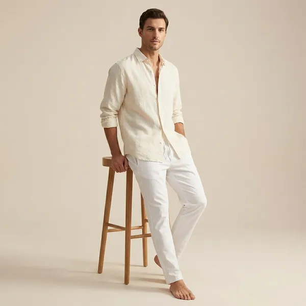 Solid_White_Cotton_Trousers_for_Mens_with_Elastic_Waistband_and_Lace