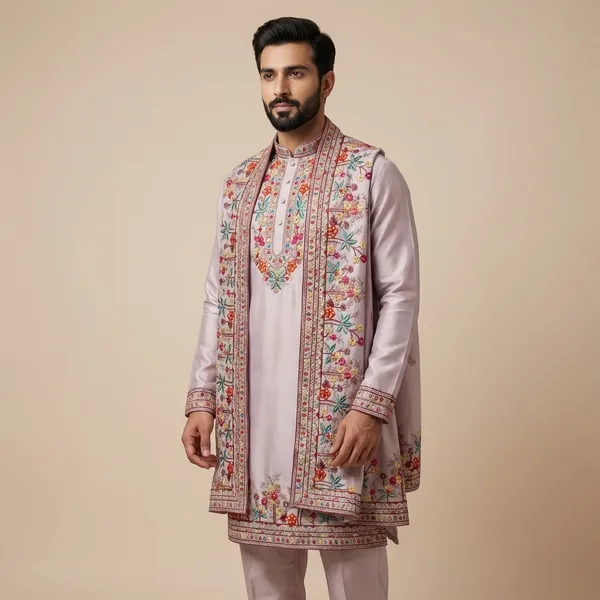 Mens_Wedding_And_Festive_Ready_to_Wear_Kurta_Pant_and_Dupatta_Set_with_Heavy_Embroidery