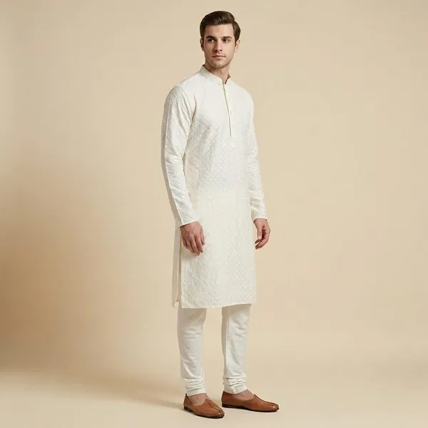 Mens_White_Geometric_Patterned_Sequence_Embroidered_Kurta