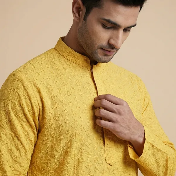 Mens_Yellow_Chikankari_Kurta