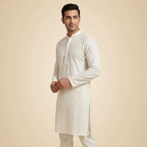 Mens_Off_White_Zig_Zag_Patterned_Sequence_Embroidered_Kurta