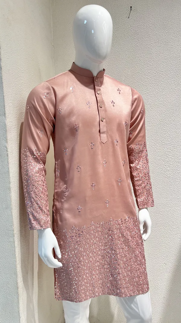 Dusty_Pink_Festive_Wear_Kurta_for_Men_-_Mirror_Work_Design_with_Heavy_Embroidered_Sleeves