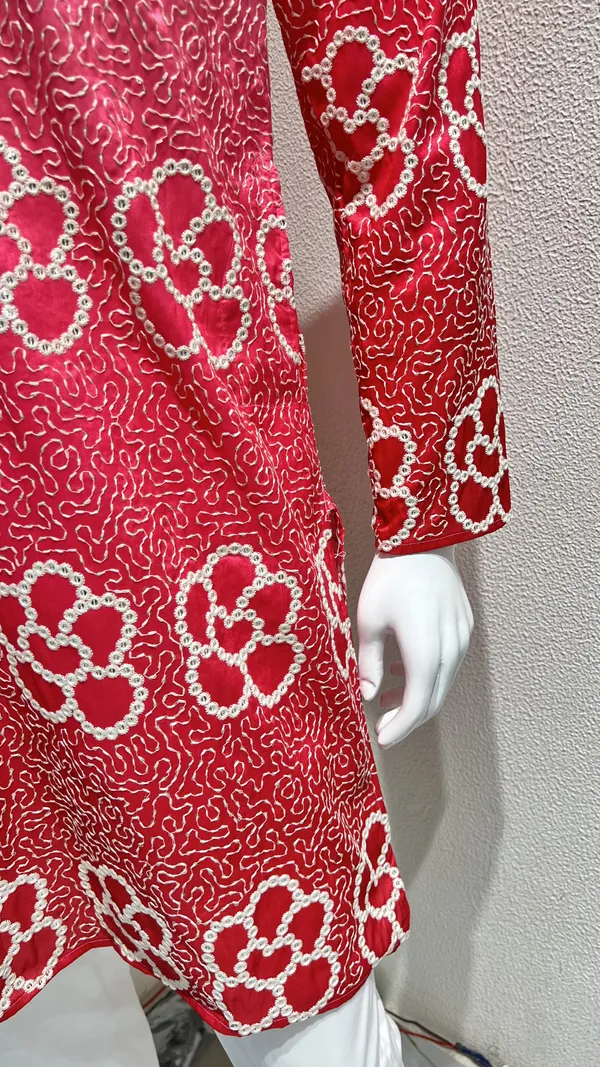 Men's_Pink_Ombre_Floral_Bandhani_Embroidery_Kurta