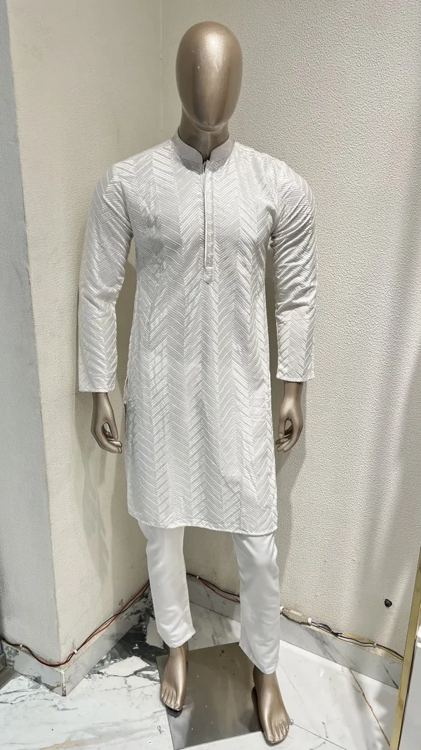 Mens_White_Zig_Zag_Patterned_Sequence_Embroidered_Kurta