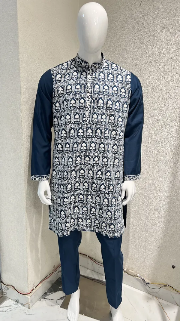 Men's_Navy_Blue_Wedding,_Festive_Ready_to_Wear_Kurta_Pant_and_Dupatta_Set_with_Heavy_Embroidery