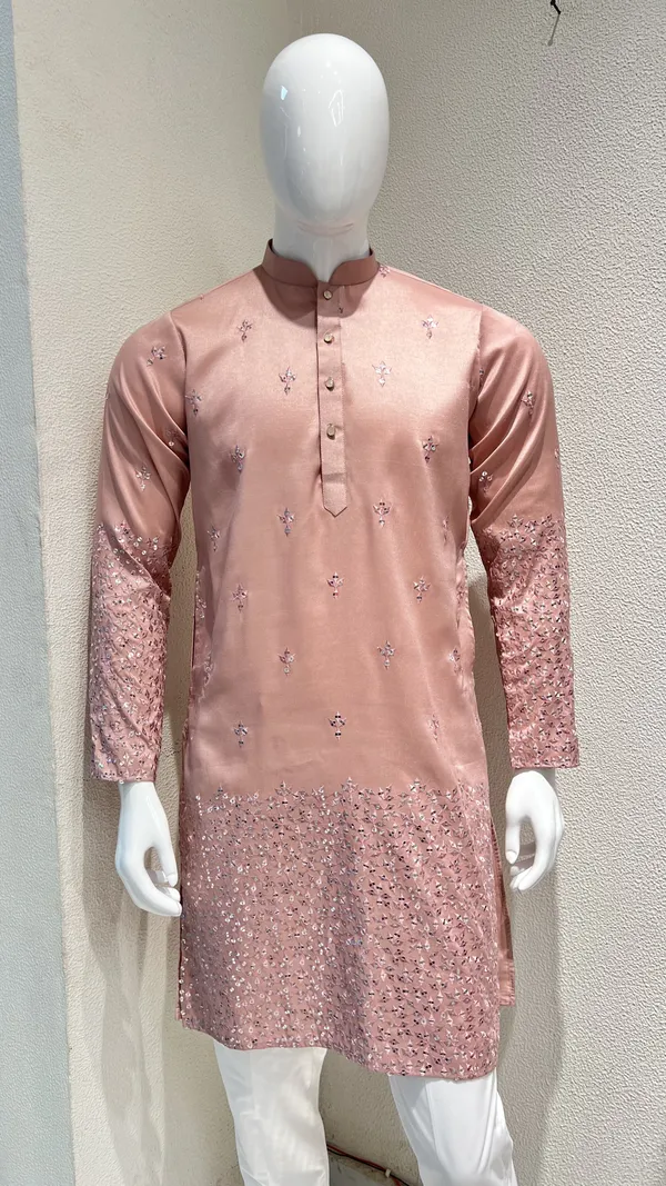 Dusty_Pink_Festive_Wear_Kurta_for_Men_-_Mirror_Work_Design_with_Heavy_Embroidered_Sleeves