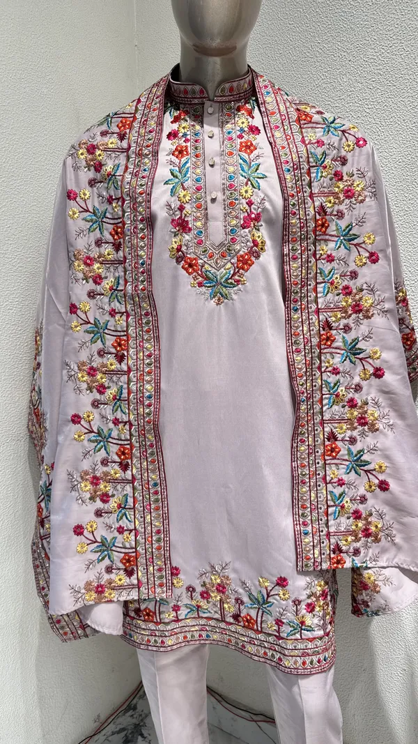 Mens_Wedding_And_Festive_Ready_to_Wear_Kurta_Pant_and_Dupatta_Set_with_Heavy_Embroidery