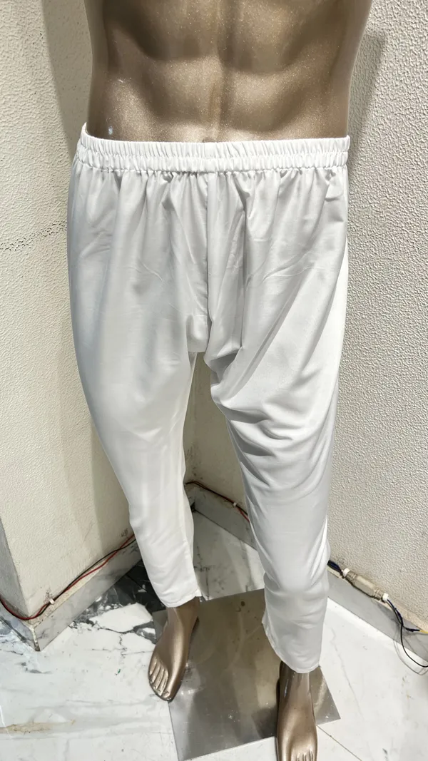 Solid_White_Cotton_Trousers_for_Mens_with_Elastic_Waistband_and_Lace