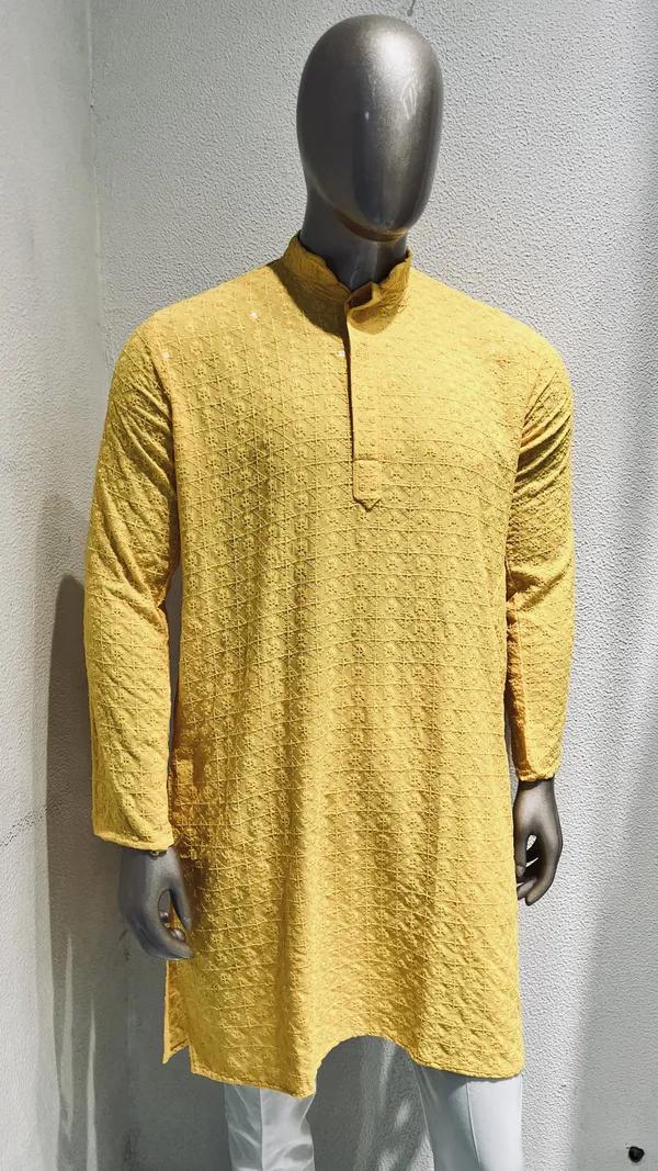 Mens_Yellow_Chikankari_Kurta