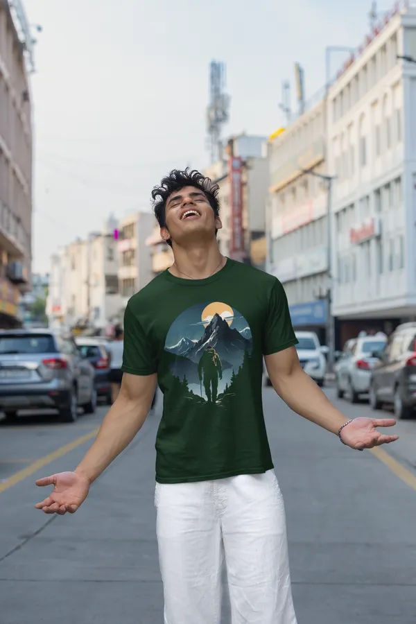 Mountain_Sunset_Graphic_Print_T_Shirt_Forest_Green