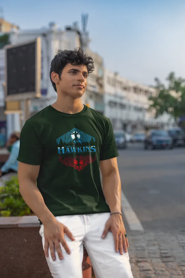 Hawkins_Stranger_Things_Inspired_Printed_Green_T_Shirt_For_Men