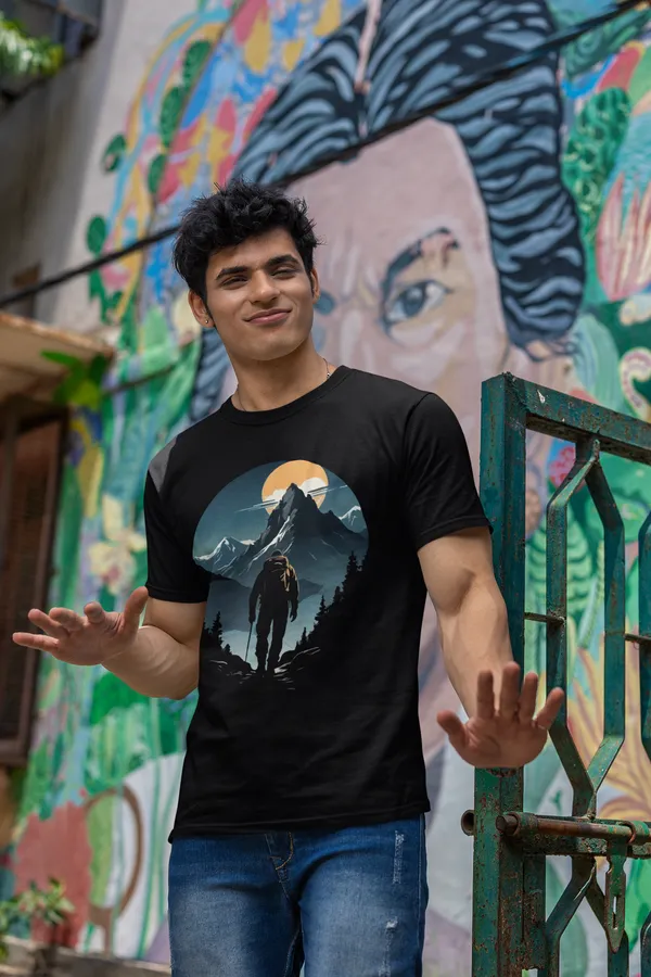 Silhouette_Hiker_Black_Graphic_T_Shirt_For_Men