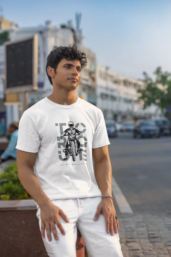 White_Graphic_Print_T_Shirt_Freedom_Rider_Motorcycle_Design