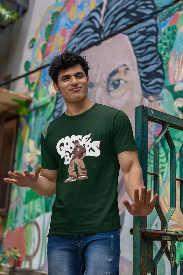Gorillaz_Inspired_Graphic_Print_T_Shirt_Forest_Green_Unisex_Casual_Wear